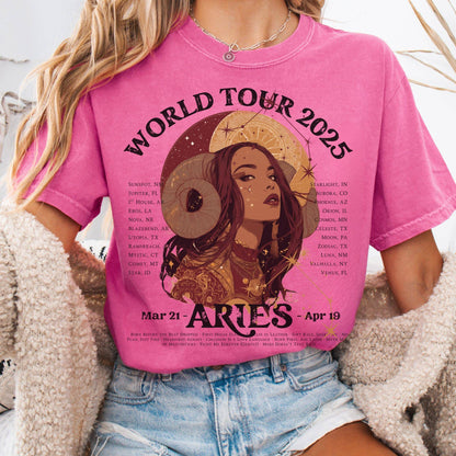 T-Shirt Crunchberry / S Aries Concert T-Shirt - Zodiac World Tour 2025 Shirt The Mystic Eden