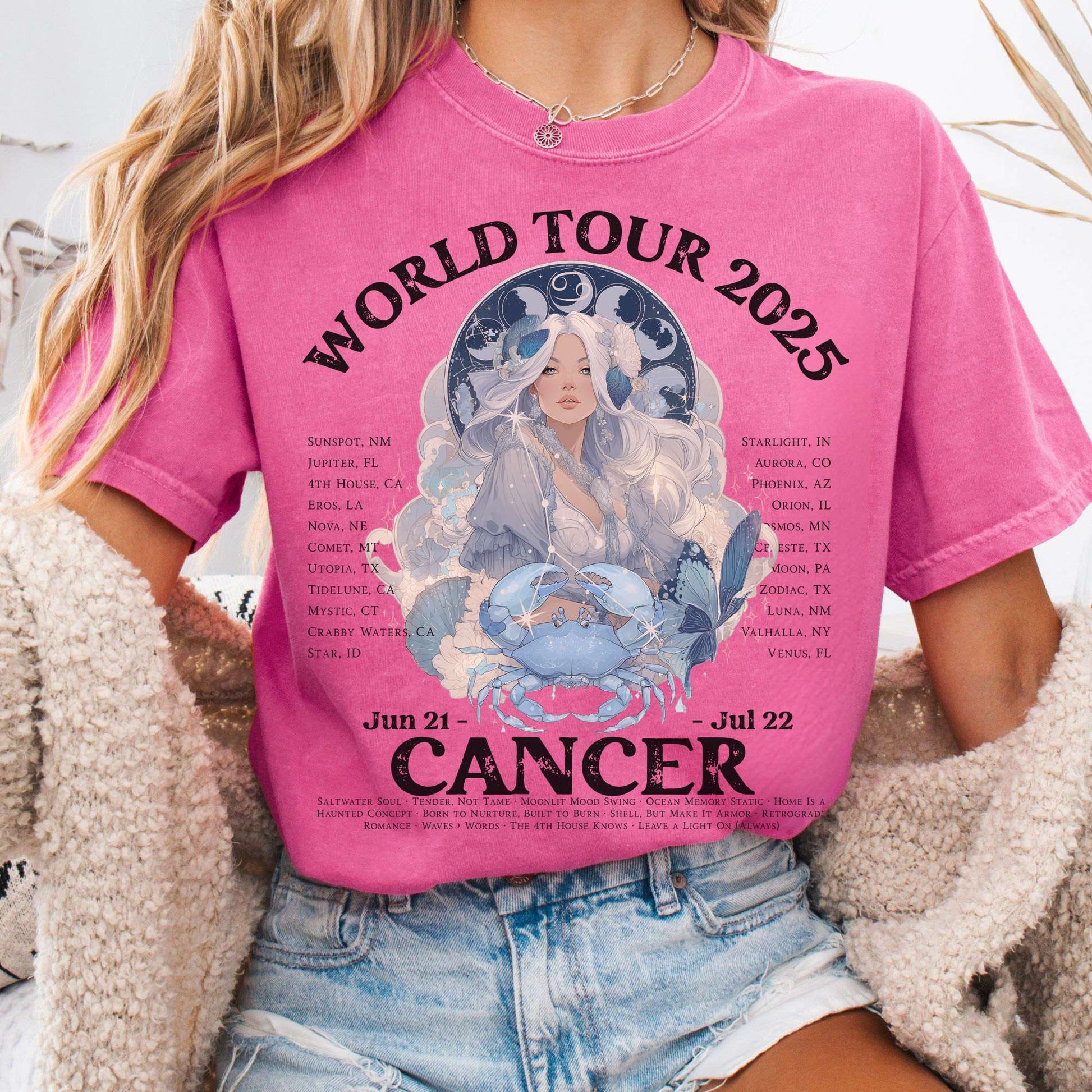 T-Shirt Crunchberry / S Cancer Concert T-Shirt - Zodiac World Tour 2025 Shirt The Mystic Eden