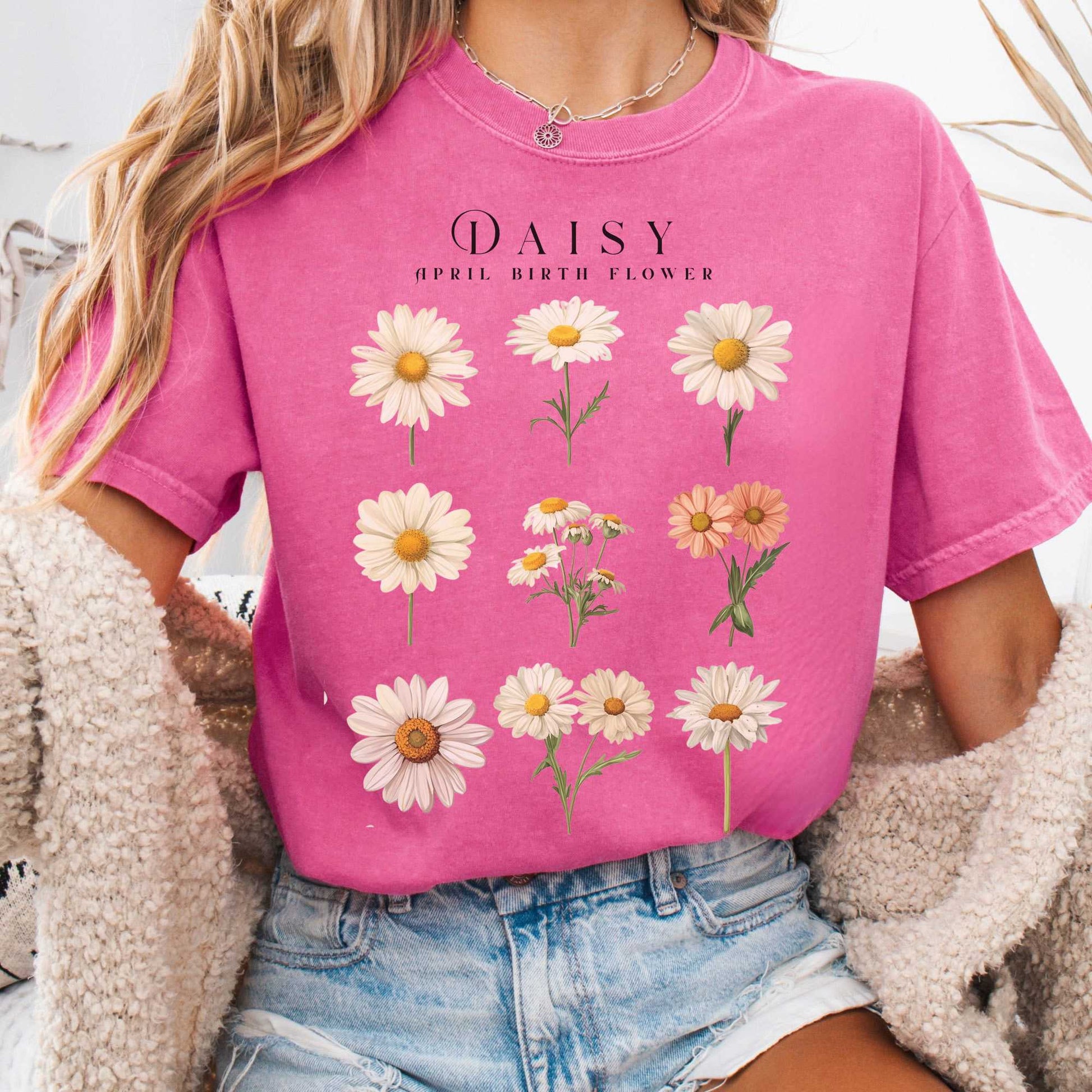 T-Shirt Crunchberry / S Daisy April Birth Month Flower Shirt The Mystic Eden