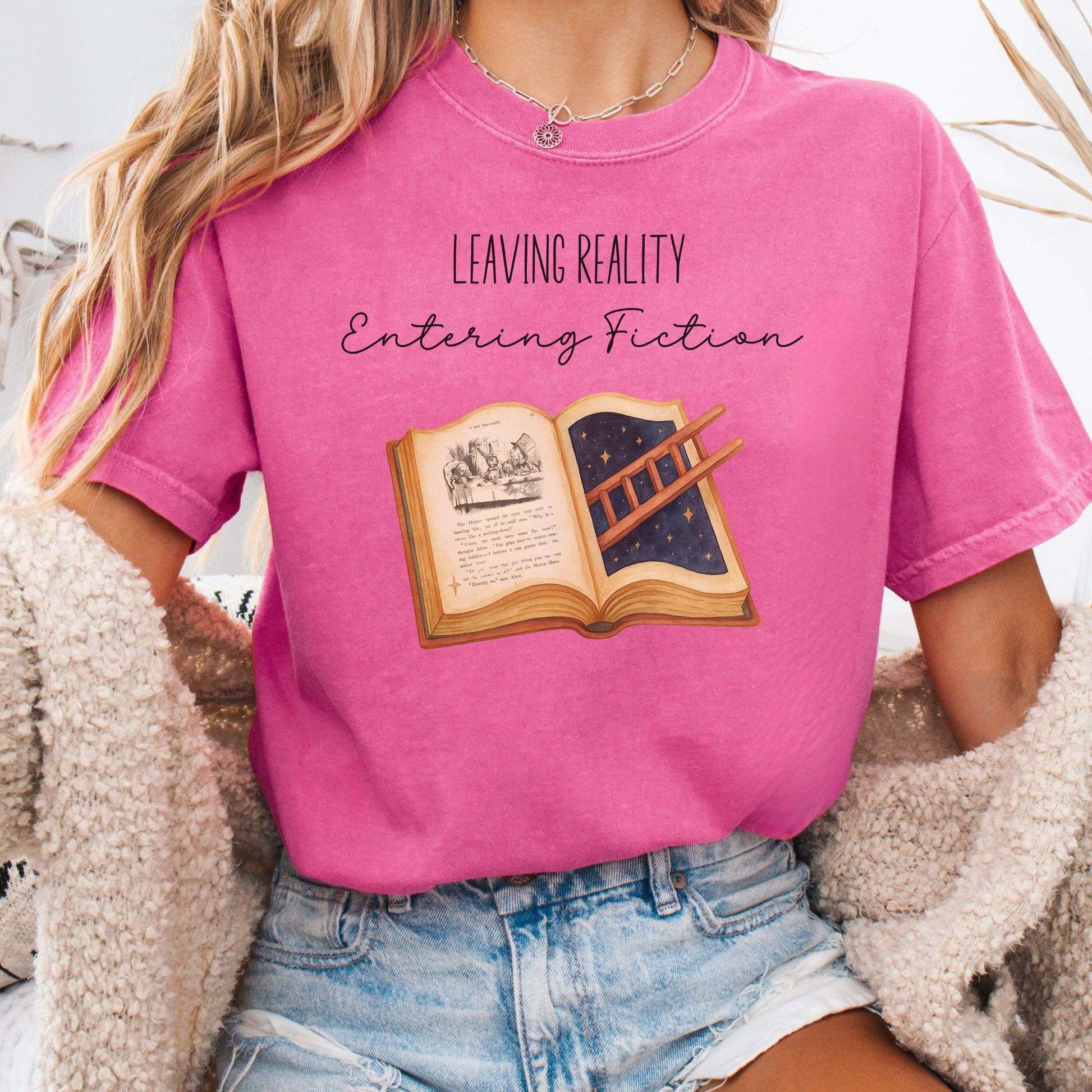T-Shirt Crunchberry / S Entering Fiction T-Shirt – Literary Escape Tee The Mystic Eden