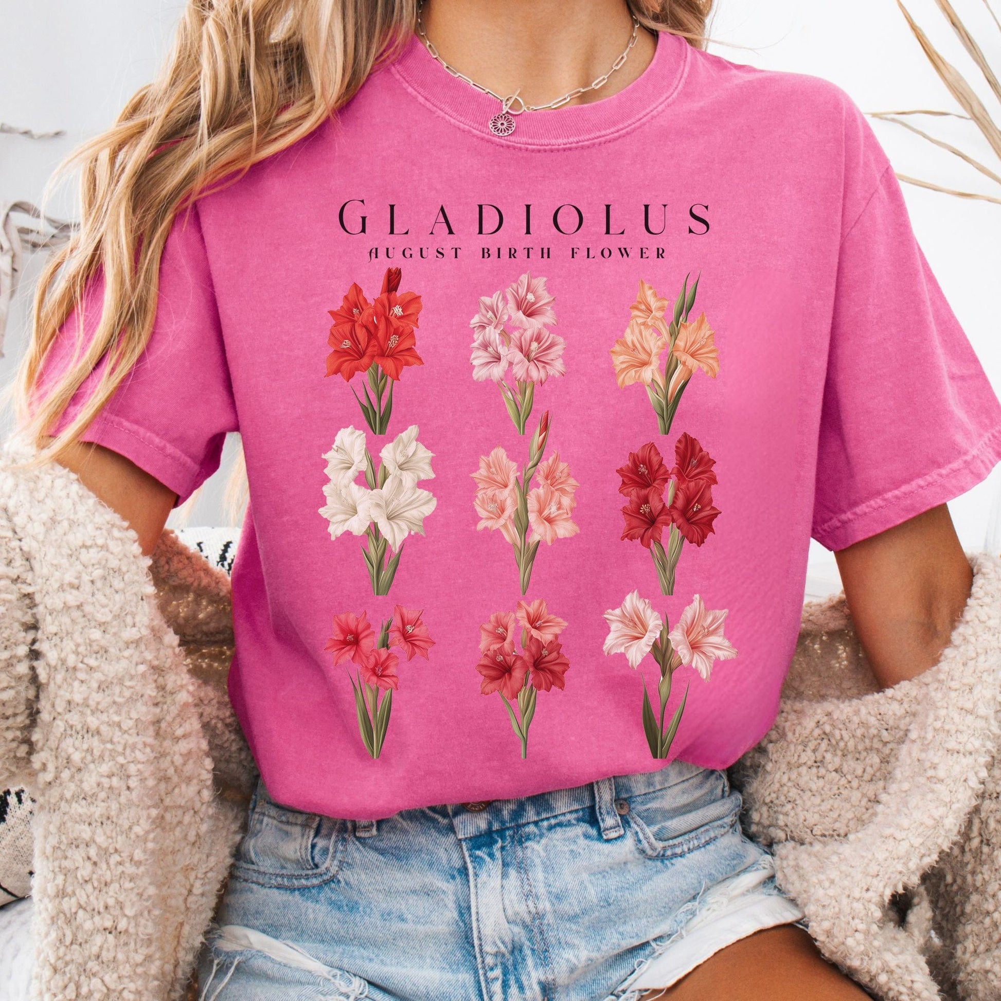 T-Shirt Crunchberry / S Gladiolus August Birth Month Flower Shirt The Mystic Eden