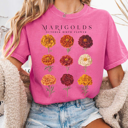 T-Shirt Crunchberry / S Marigolds October Birth Month Flower Shirt The Mystic Eden