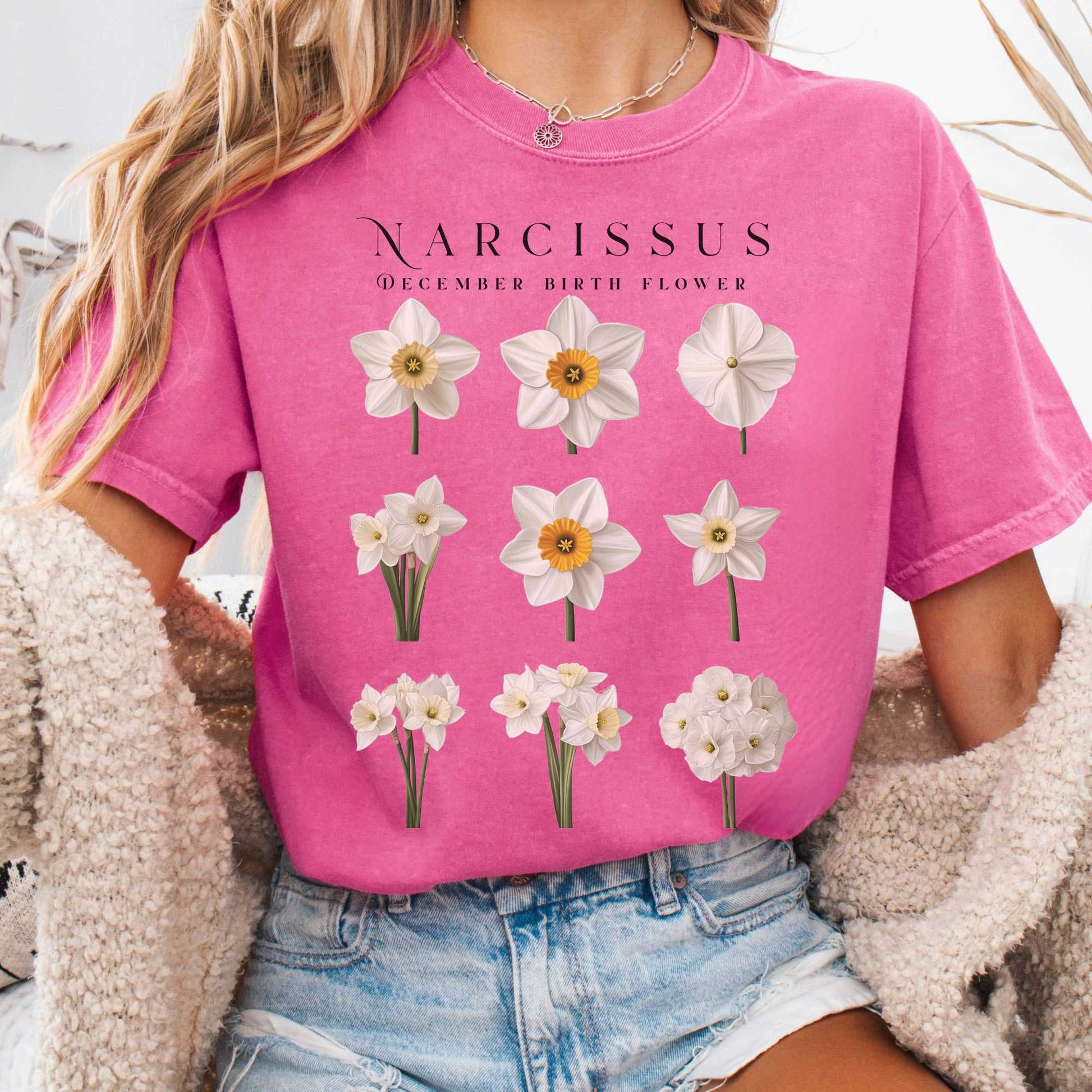T-Shirt Crunchberry / S Narcissus December Birth Month Flower Shirt The Mystic Eden