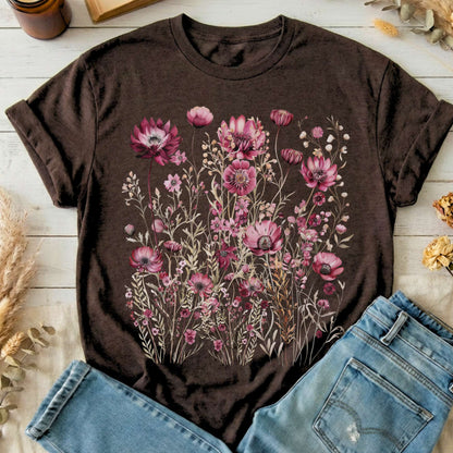 T-Shirt Dark Chocolate / S Maroon Wildflower T-Shirt The Mystic Eden