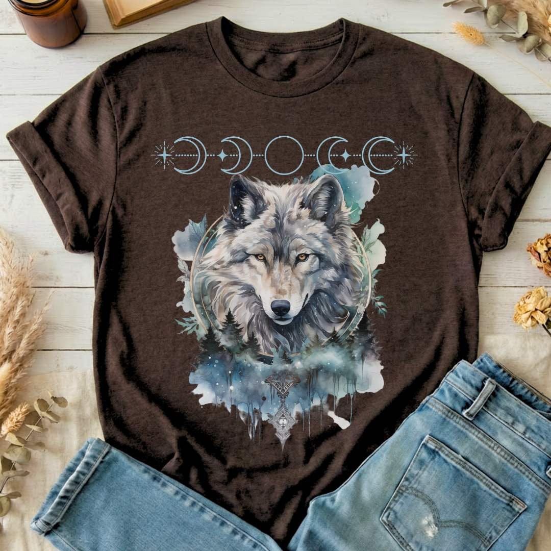 T-Shirt Dark Chocolate / S Moonlit Wolf T-Shirt The Mystic Eden