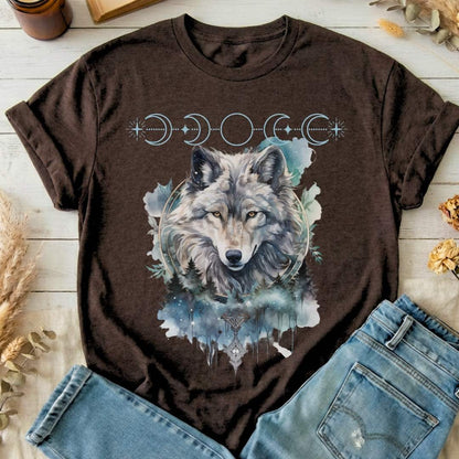 T-Shirt Dark Chocolate / S Moonlit Wolf T-Shirt The Mystic Eden