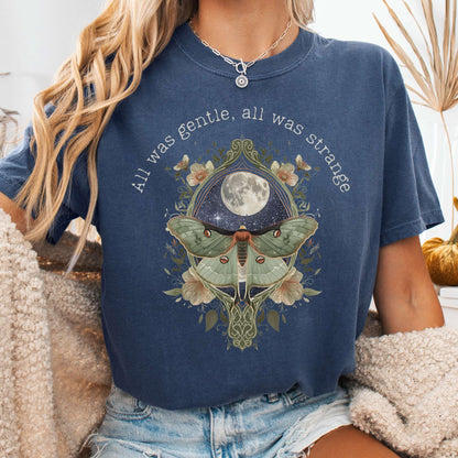 T-Shirt Denim / S All Was Gentle All Was Strange Edgar Allan Poe Tee The Mystic Eden
