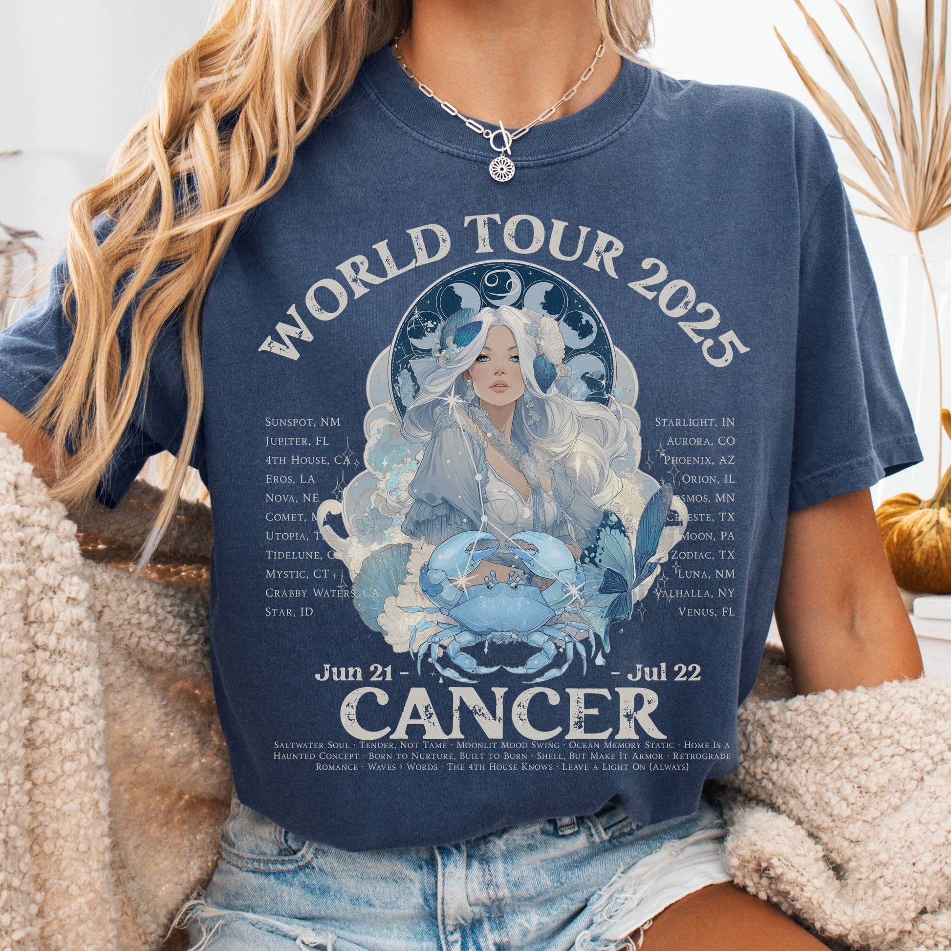 T-Shirt Denim / S Cancer Concert T-Shirt - Zodiac World Tour 2025 Shirt The Mystic Eden