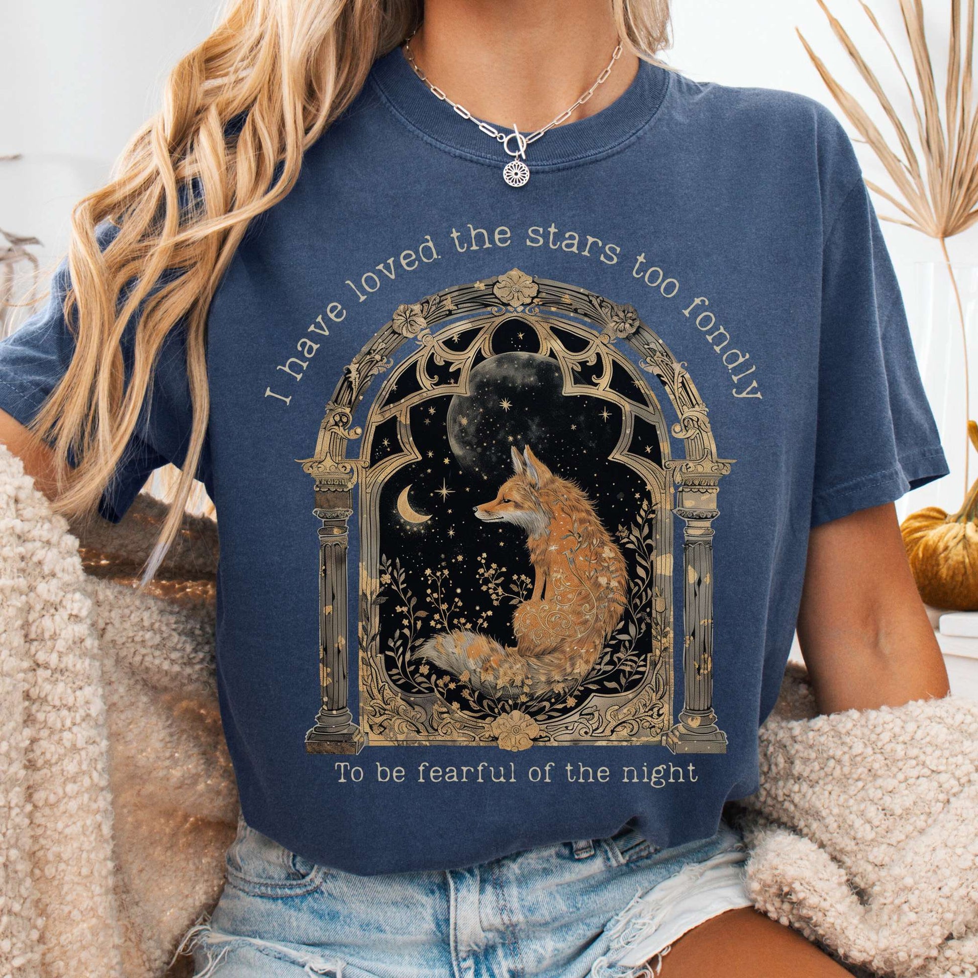 T-Shirt Denim / S I Have Loved the Stars Too Fondly Sarah Williams Poetry Tee The Mystic Eden