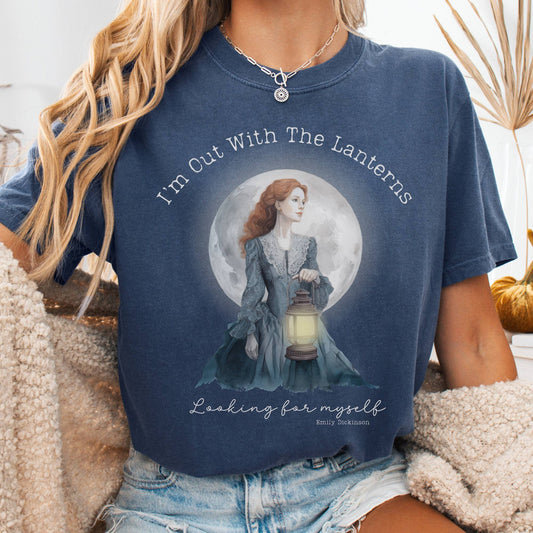 T-Shirt Denim / S I'm Out With The Lanterns Looking For Myself Emily Dickinson Tee The Mystic Eden
