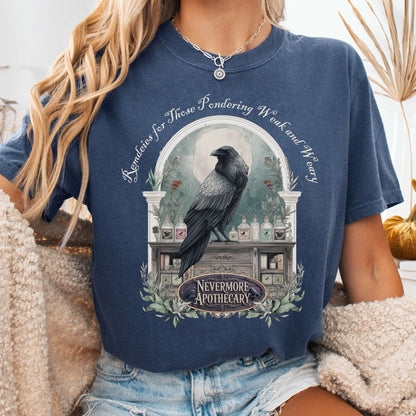 T-Shirt Denim / S Nevermore Apothecary Edgar Allan Poe Tee The Mystic Eden