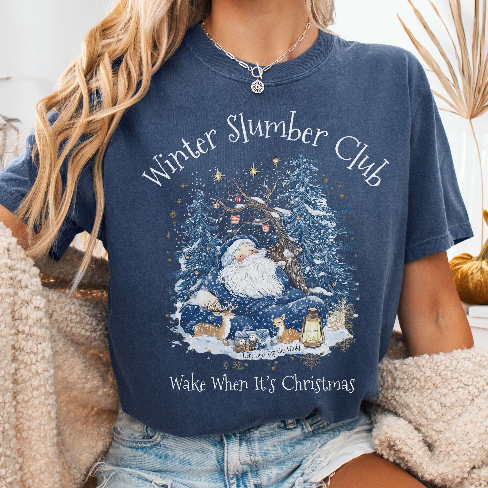 T-Shirt Denim / S Rip Van Winkle's Winter Slumber Club Christmas Tee The Mystic Eden