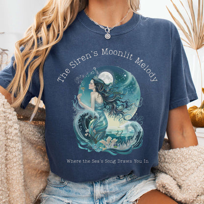 T-Shirt Denim / S The Siren's Moonlit Melody Mythology Tee The Mystic Eden
