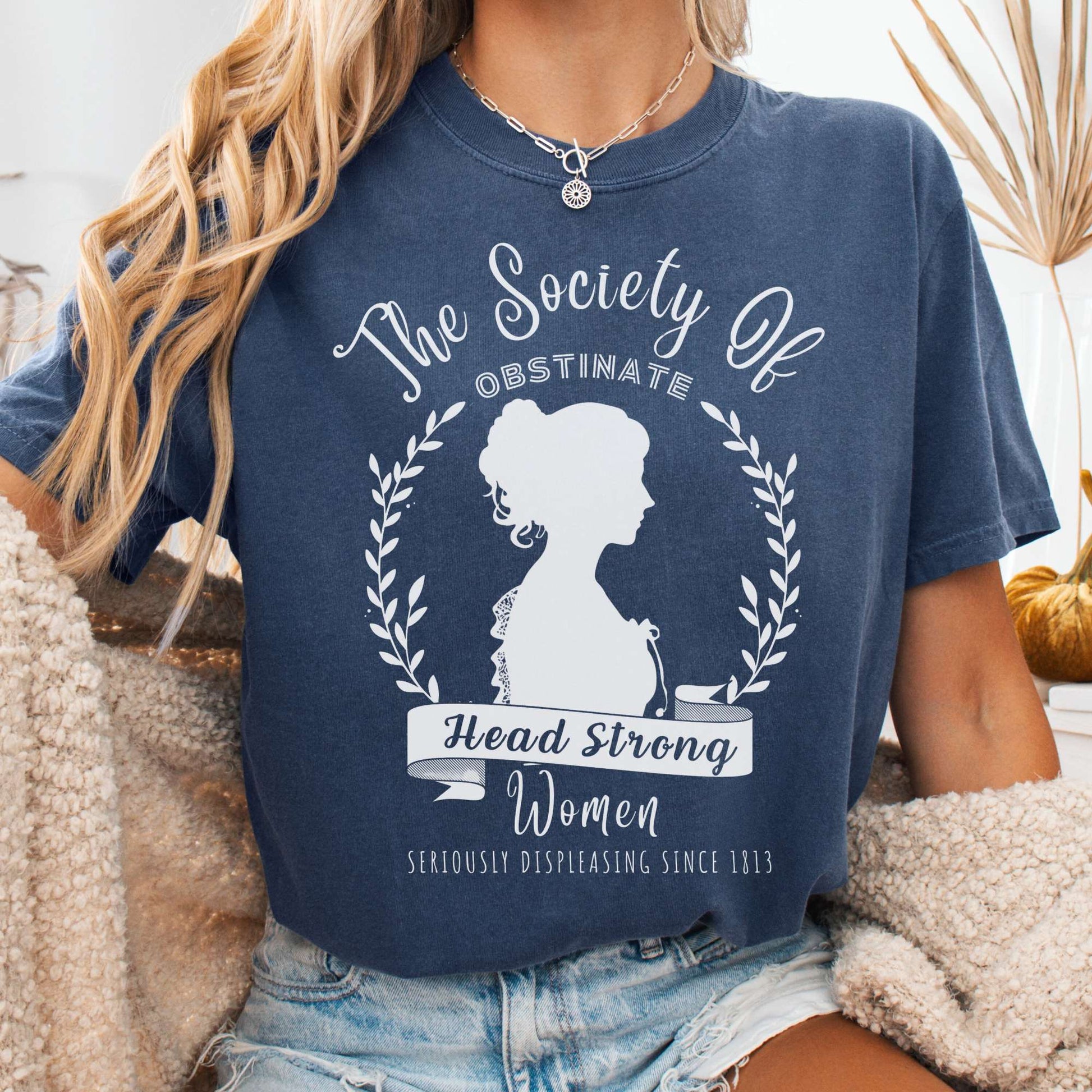 T-Shirt Denim / S The Society of Obstinate Head Strong Women Jane Austen Shirt The Mystic Eden