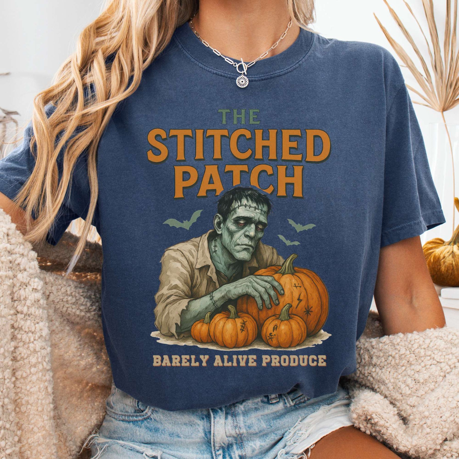 T-Shirt Denim / S The Stitched Patch Frankenstein Shirt The Mystic Eden