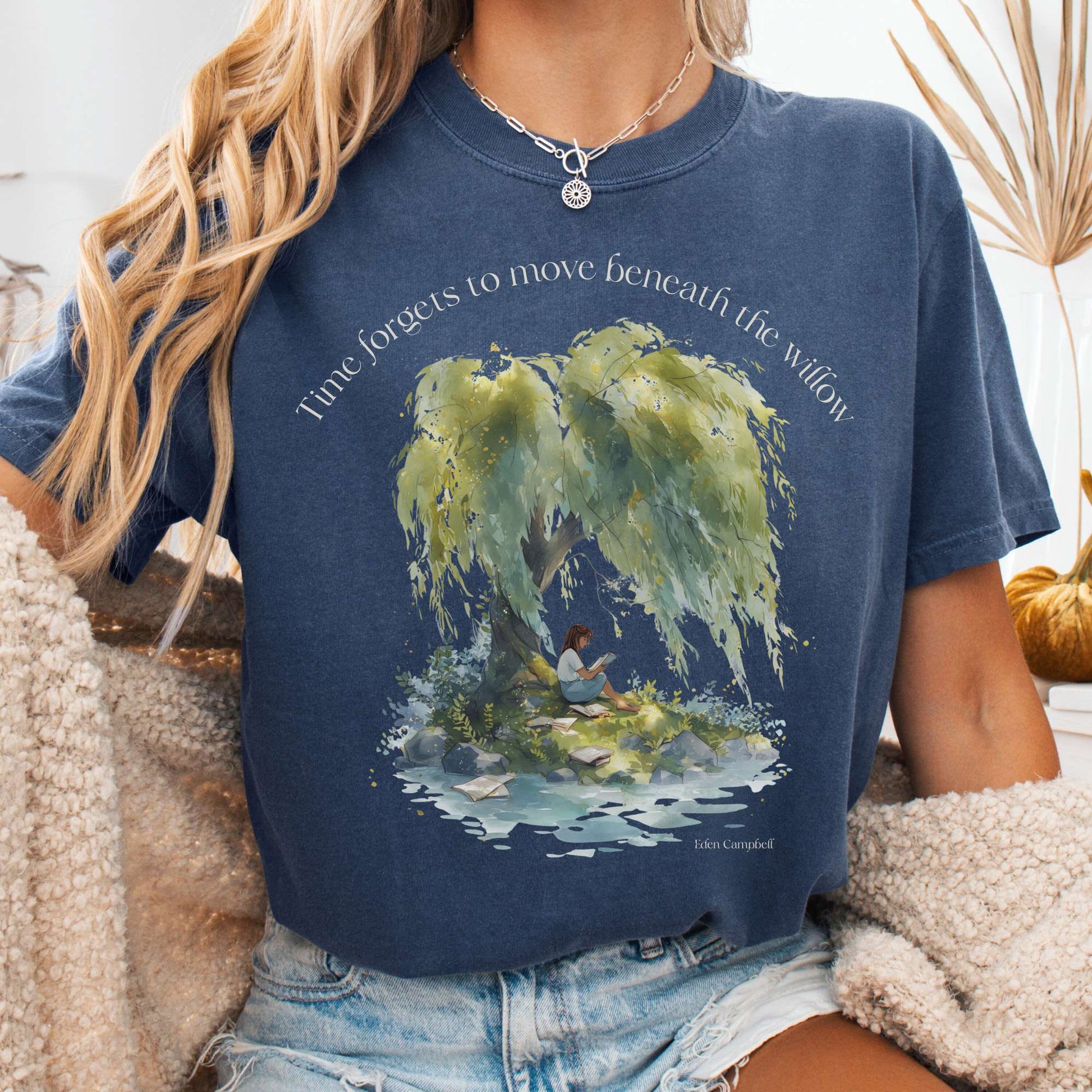 T-Shirt Denim / S Time Forgets to Move Beneath the Willow Tee The Mystic Eden