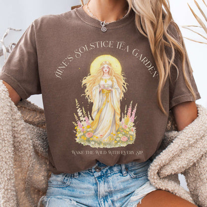 T-Shirt Espresso / S Áine’s Solstice Tea Garden Celtic Goddess Tee The Mystic Eden