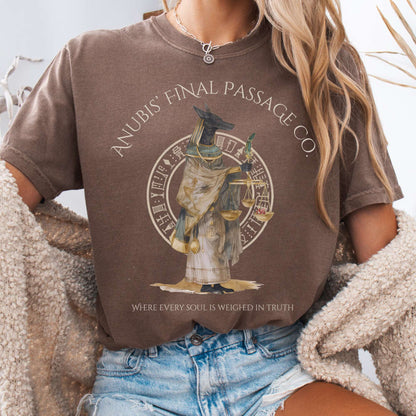 T-Shirt Espresso / S Anubis' Final Passage Co Egyptian Mythology The Mystic Eden