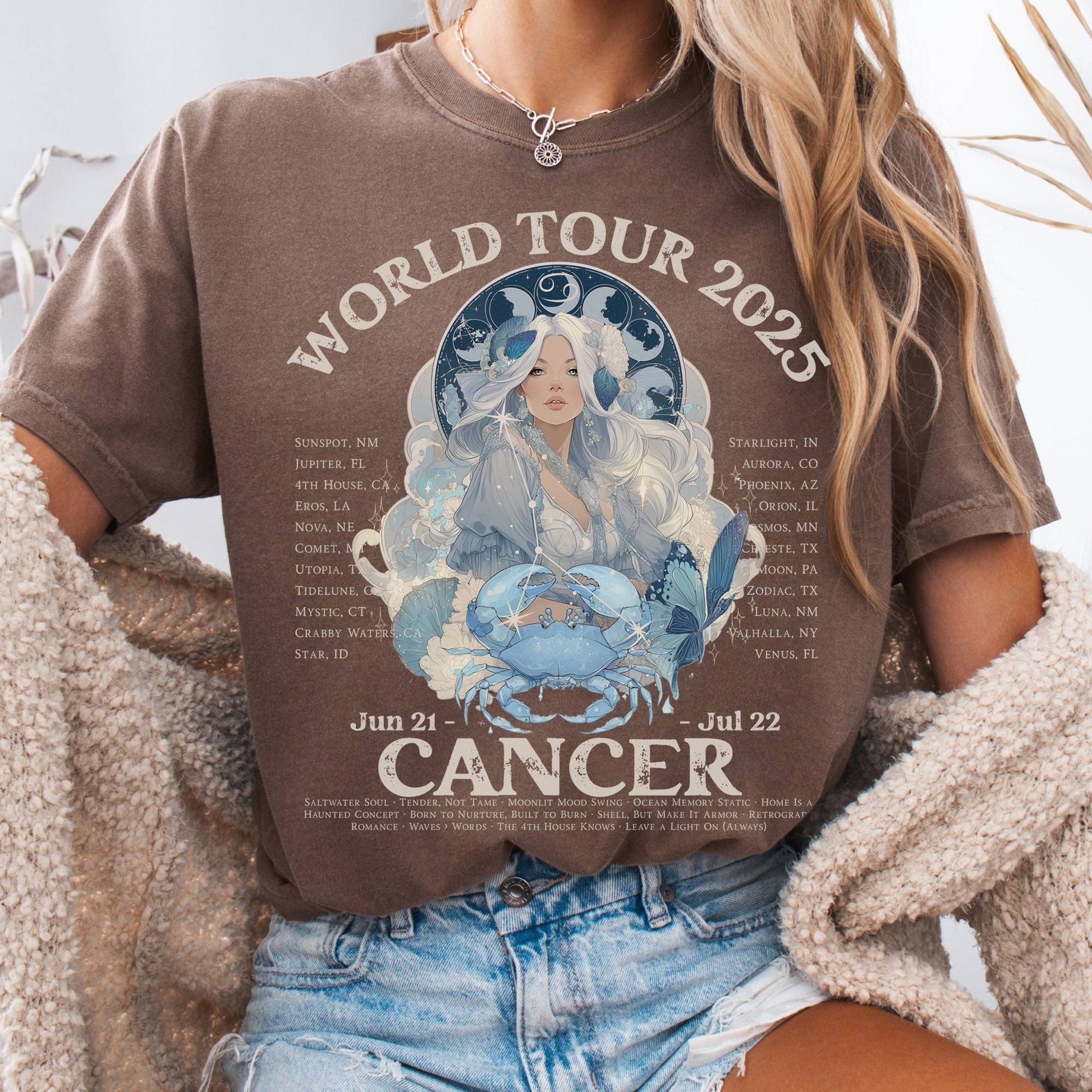 T-Shirt Espresso / S Cancer Concert T-Shirt - Zodiac World Tour 2025 Shirt The Mystic Eden