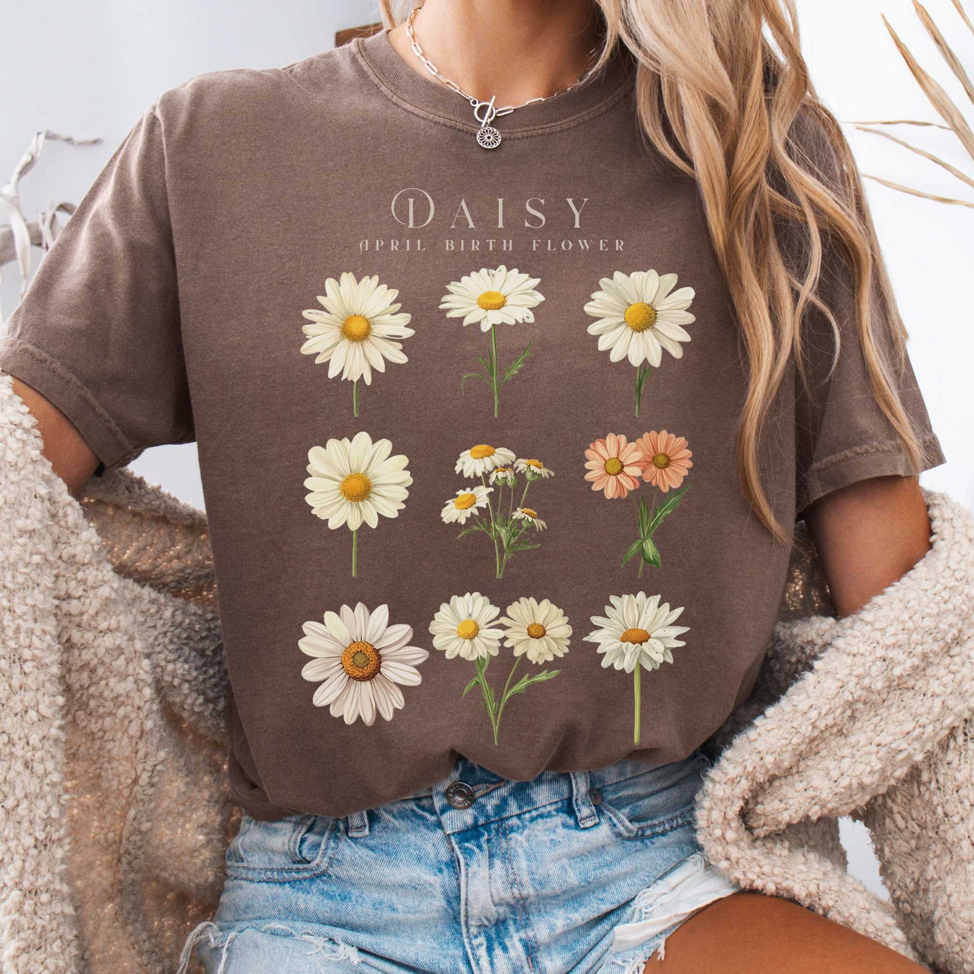 T-Shirt Espresso / S Daisy April Birth Month Flower Shirt The Mystic Eden