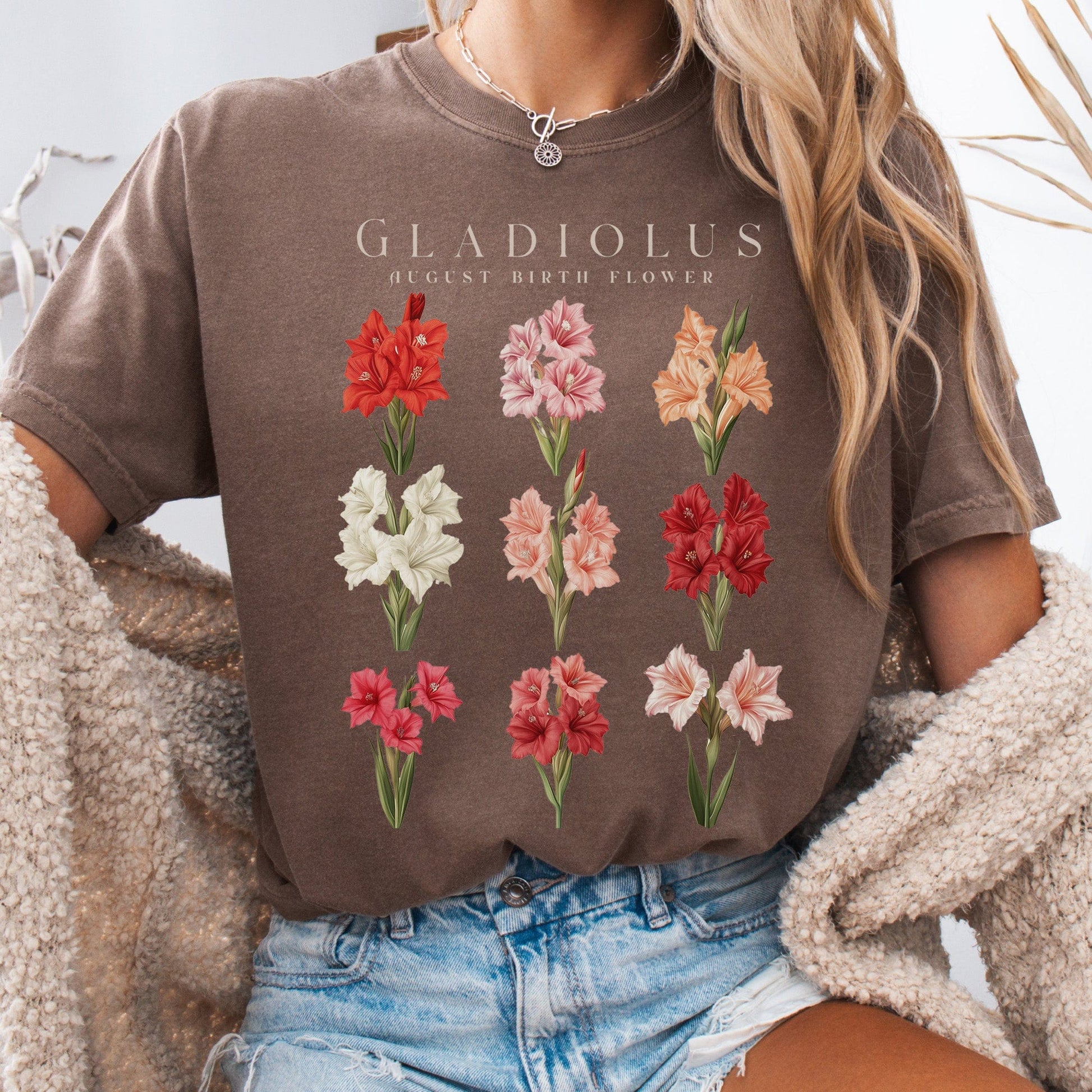 T-Shirt Espresso / S Gladiolus August Birth Month Flower Shirt The Mystic Eden