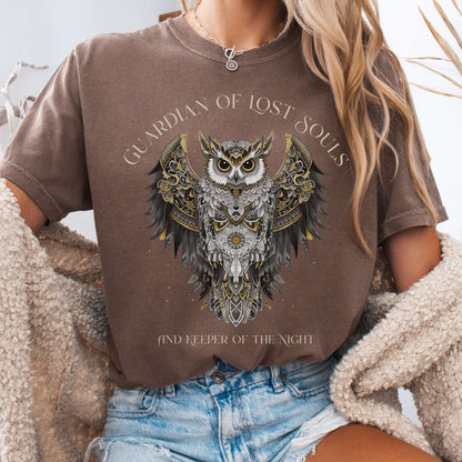 T-Shirt Espresso / S Guardian of Lost Souls Mythic Owl Tee The Mystic Eden