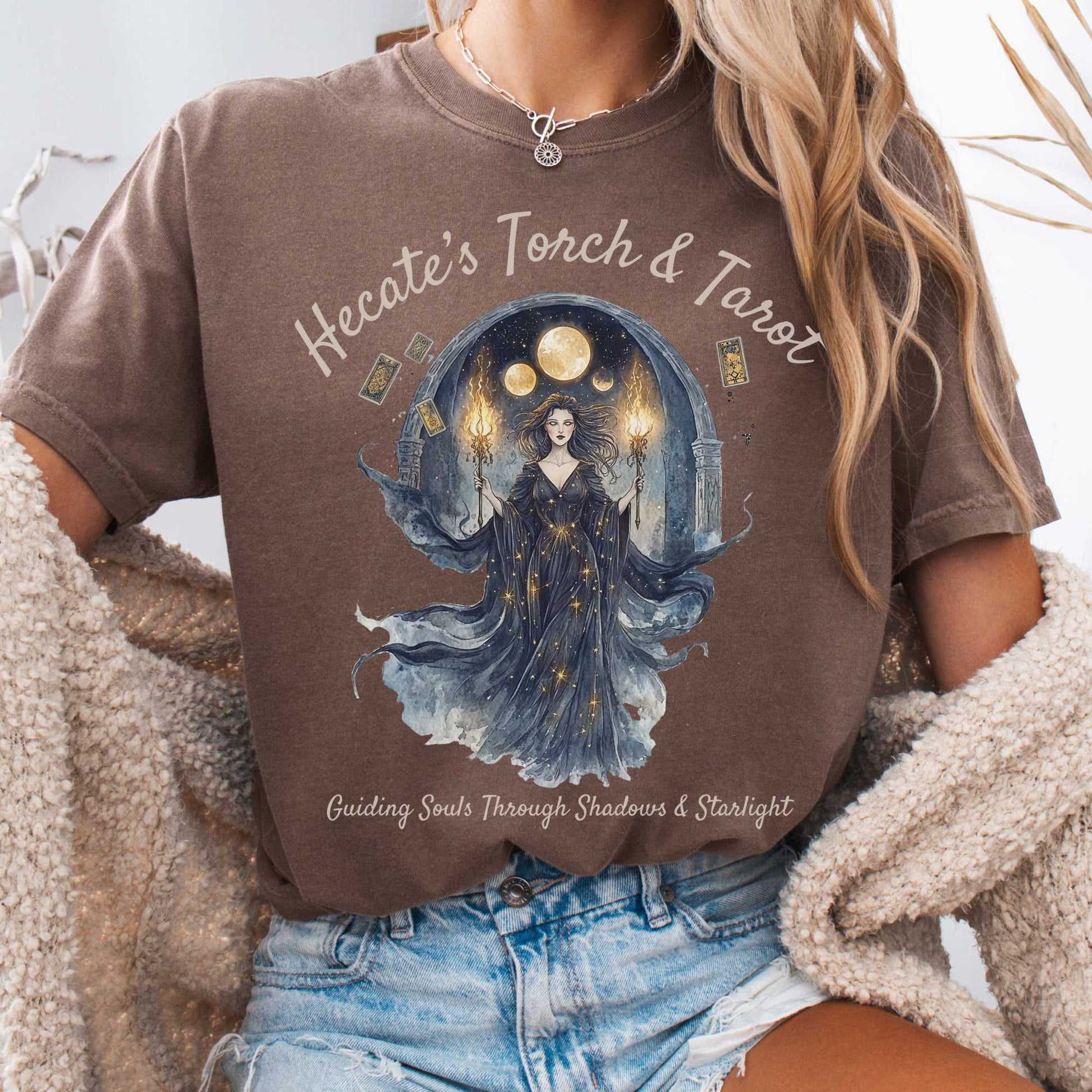 T-Shirt Espresso / S Hecate's Torch and Tarot Goddess Shirt The Mystic Eden