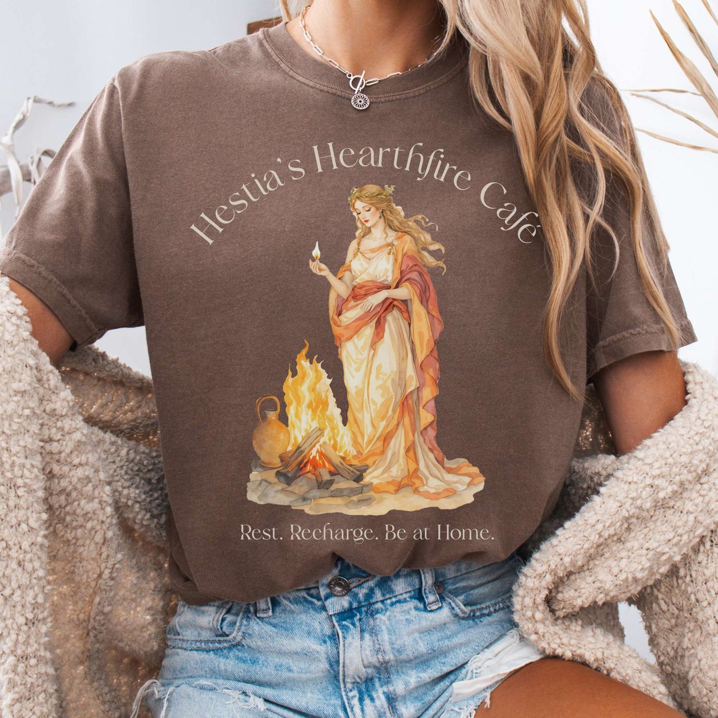 T-Shirt Espresso / S Hestia’s Hearthfire Café Mythology Tee The Mystic Eden