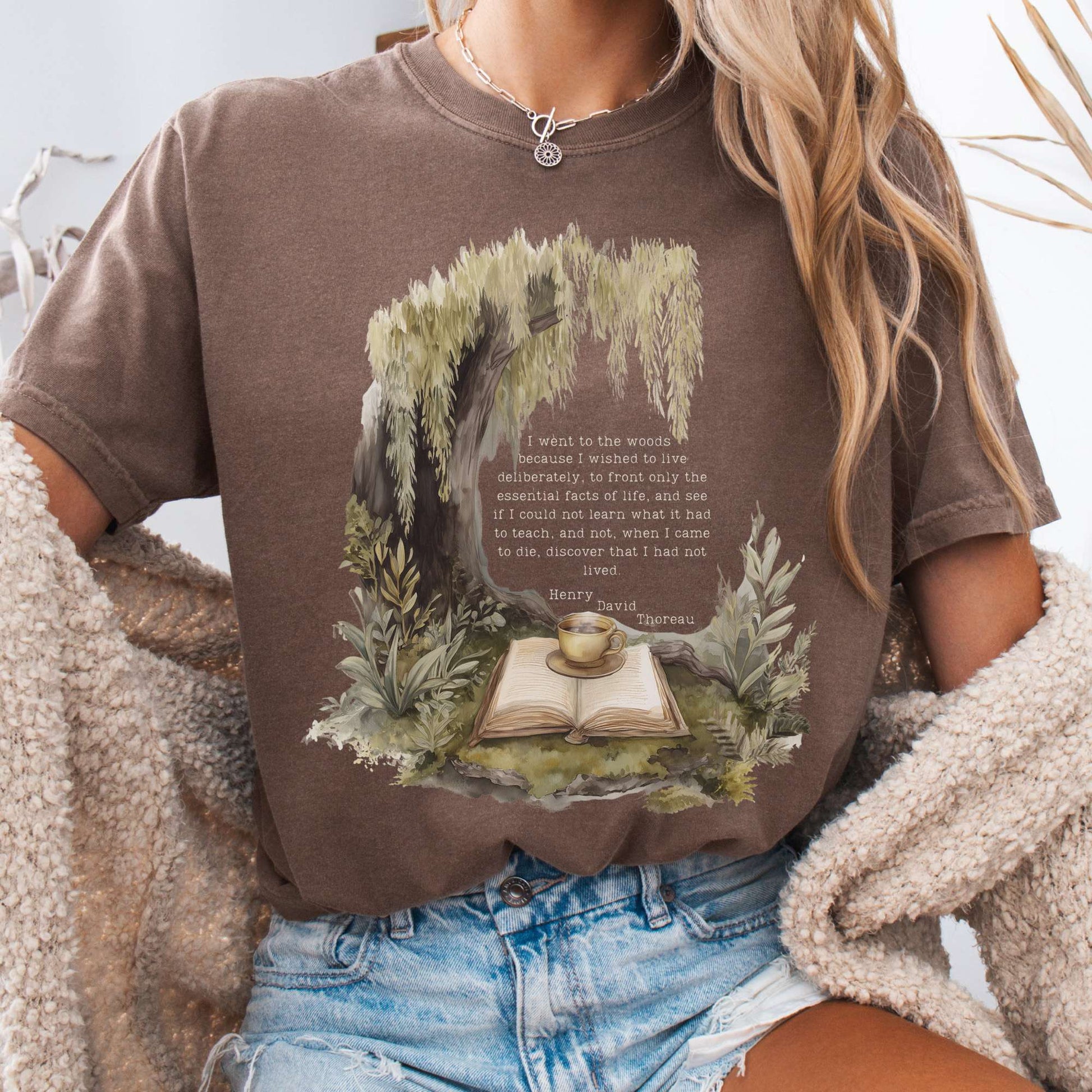 T-Shirt Espresso / S I Went to the Woods Henry David Thoreau Tee The Mystic Eden