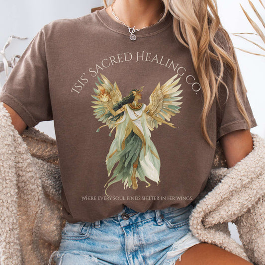 T-Shirt Espresso / S Isis' Sacred Healing Co Egyptian Mythology Tee The Mystic Eden