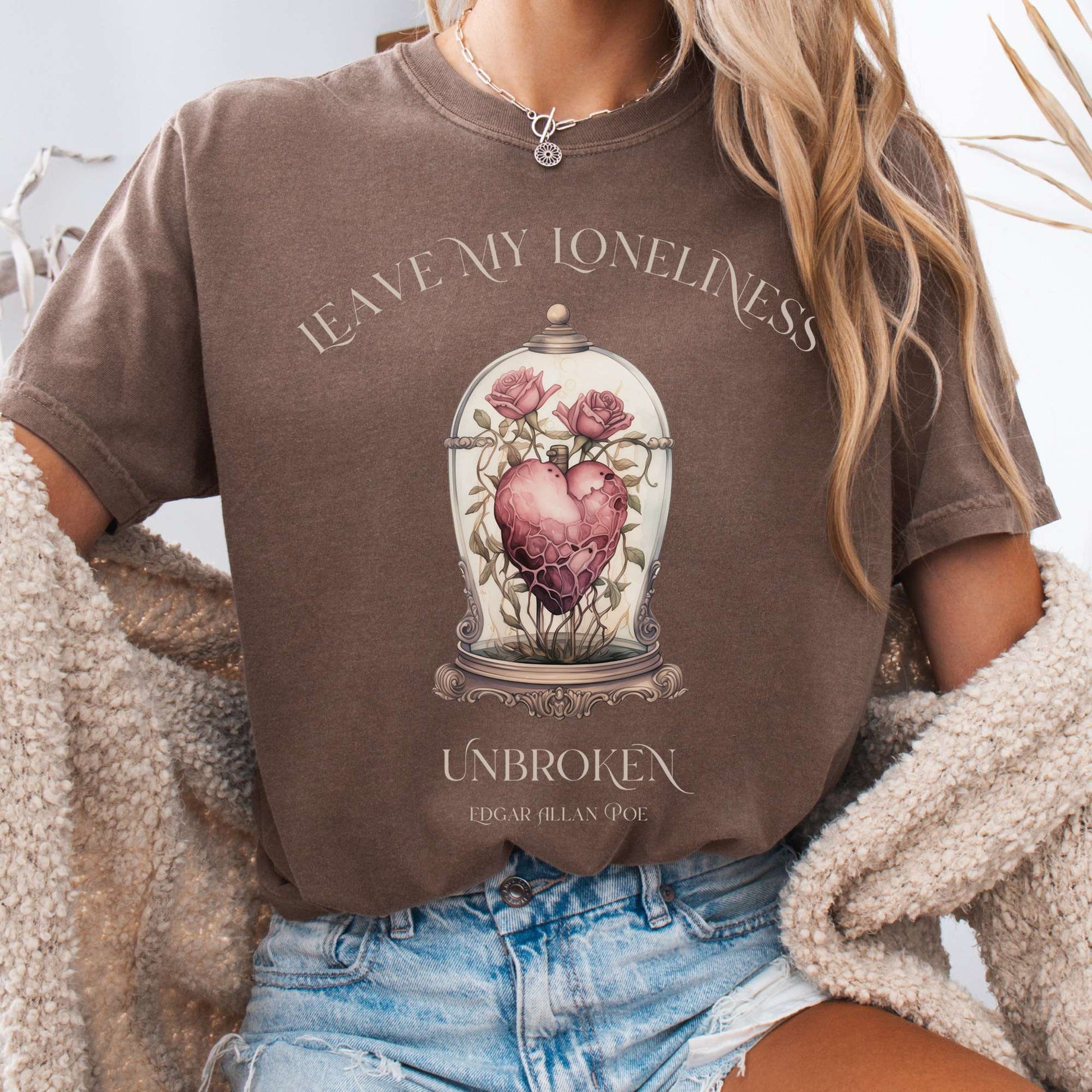 T-Shirt Espresso / S Leave My Loneliness Unbroken T-Shirt – Poe Gothic Romance Tee The Mystic Eden