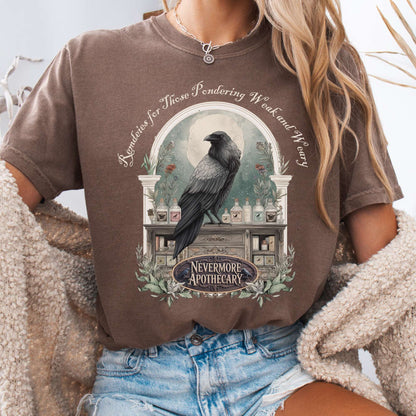 T-Shirt Espresso / S Nevermore Apothecary Edgar Allan Poe Tee The Mystic Eden