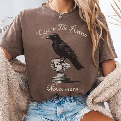 T-Shirt Espresso / S Quoth the Raven Nevermore Edgar Allan Poe Tee The Mystic Eden