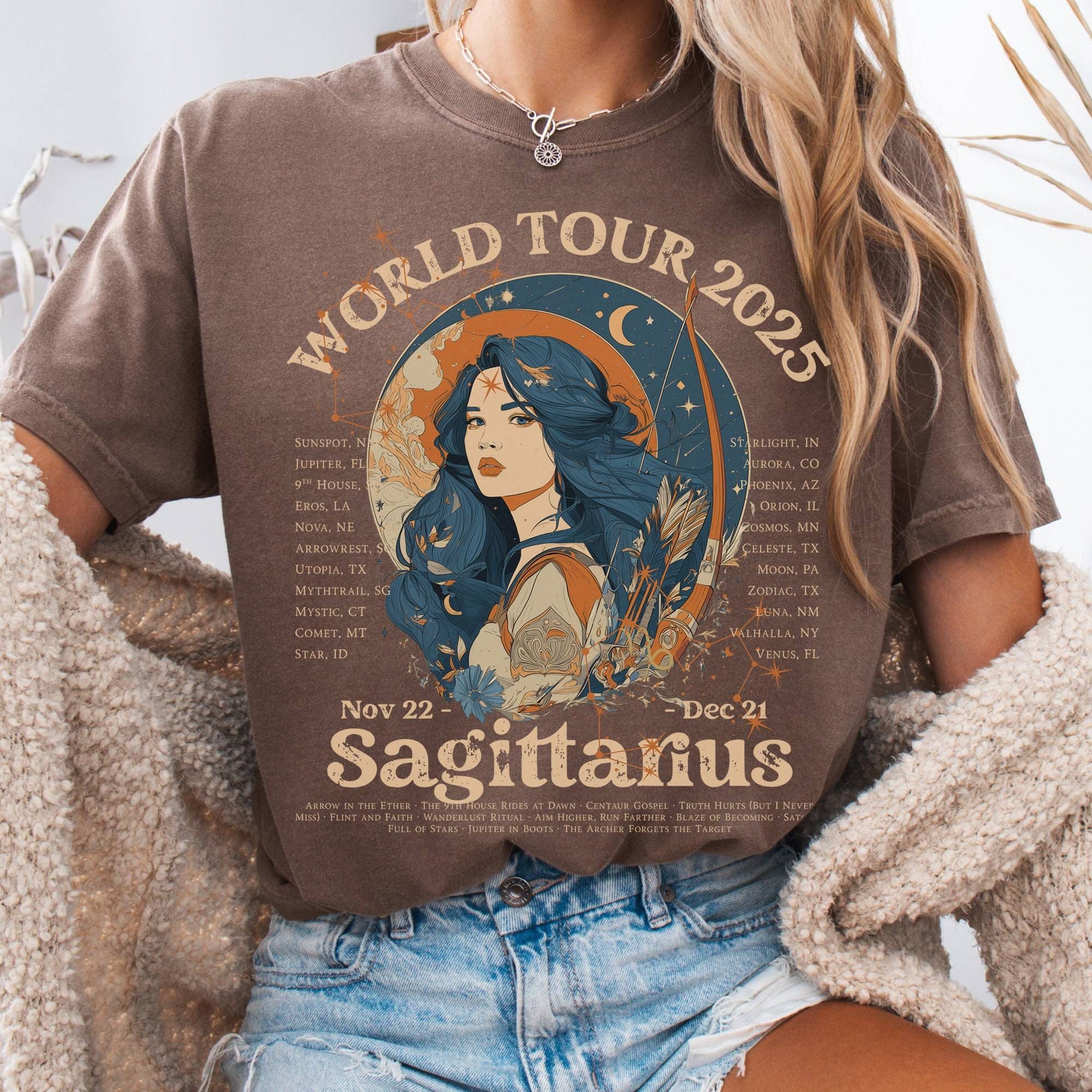 T-Shirt Espresso / S Sagittarius Concert T-Shirt - Zodiac World Tour 2025 Shirt The Mystic Eden