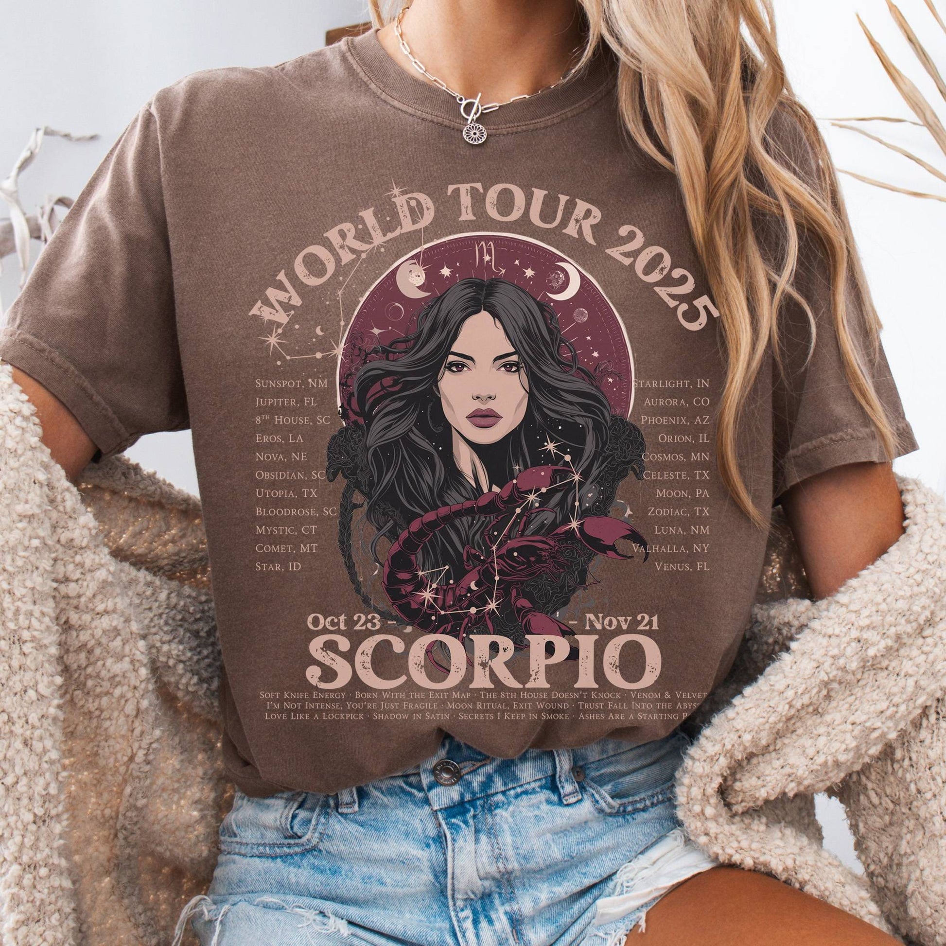 T-Shirt Espresso / S Scorpio Concert T-Shirt - Zodiac World Tour 2025 Shirt The Mystic Eden
