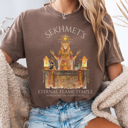T-Shirt Espresso / S Sekhmet's Eternal Flame Temple Egyptian Mythology Tee The Mystic Eden