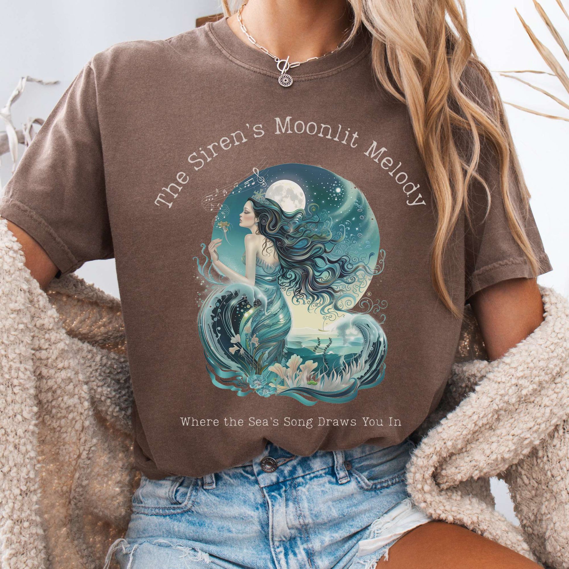 T-Shirt Espresso / S The Siren's Moonlit Melody Mythology Tee The Mystic Eden