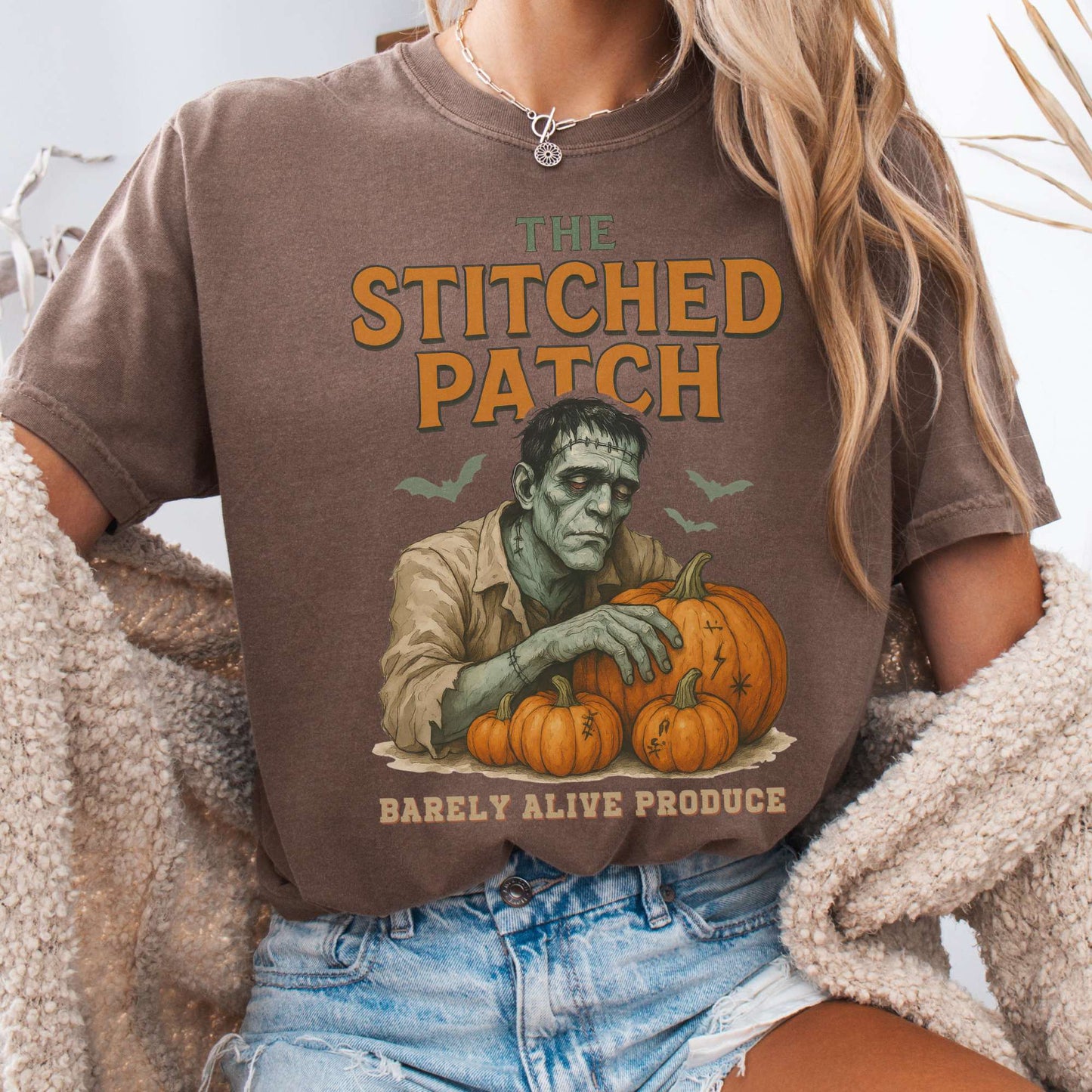 T-Shirt Espresso / S The Stitched Patch Frankenstein Shirt The Mystic Eden