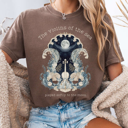 T-Shirt Espresso / S The Violins of the Sea Played Softly to the Moon Poetry Tee The Mystic Eden