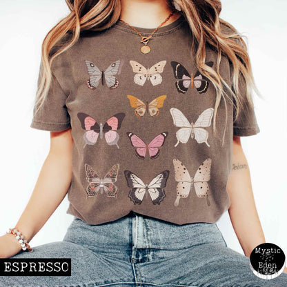 T-Shirt Espresso / S Vintage butterflies cottagecore shirt The Mystic Eden