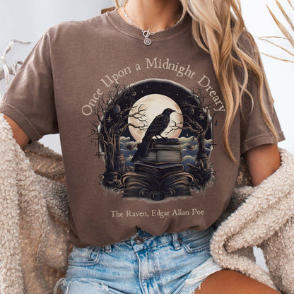 T-Shirt Espresso / S Vintage Edgar Allan Poe Shirt - Once upon a midnight dreary The Mystic Eden
