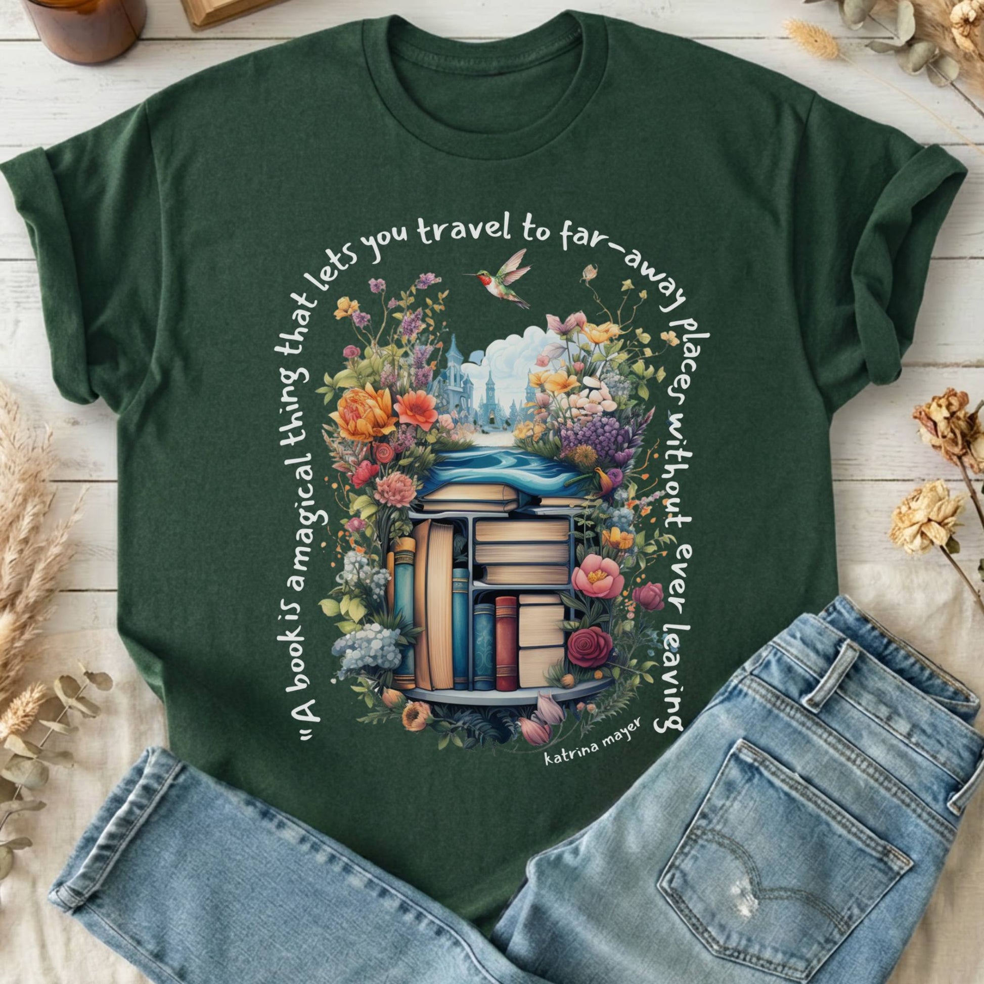 T-Shirt Forest Green / S A Book Is A Magical Thing T-Shirt The Mystic Eden