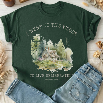 T-Shirt Forest Green / S I Went To the Woods To Live Deliberately Thoreau T-Shirt The Mystic Eden