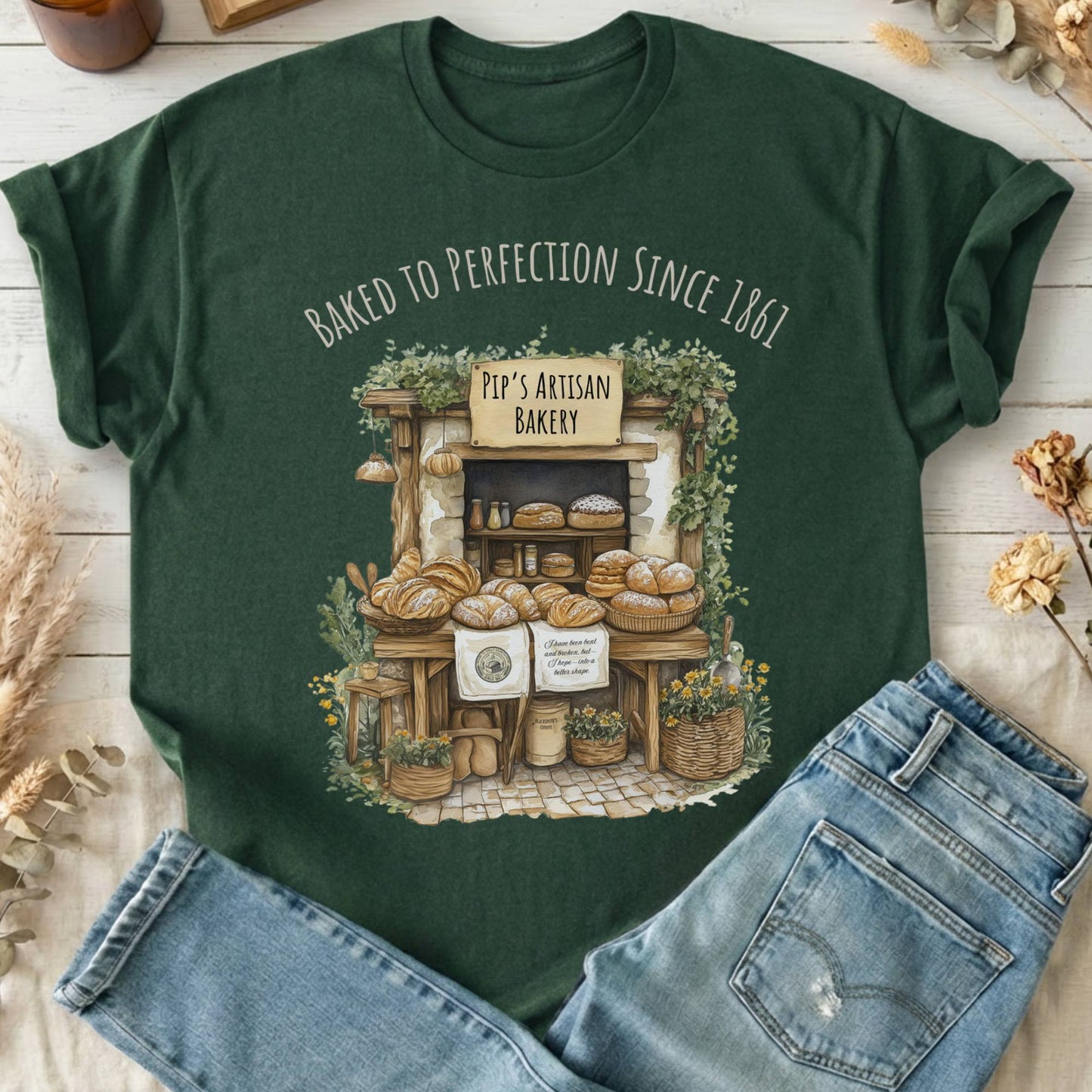 T-Shirt Forest Green / S Pip's Artisan Bakery Great Expectations Dickens T-Shirt The Mystic Eden