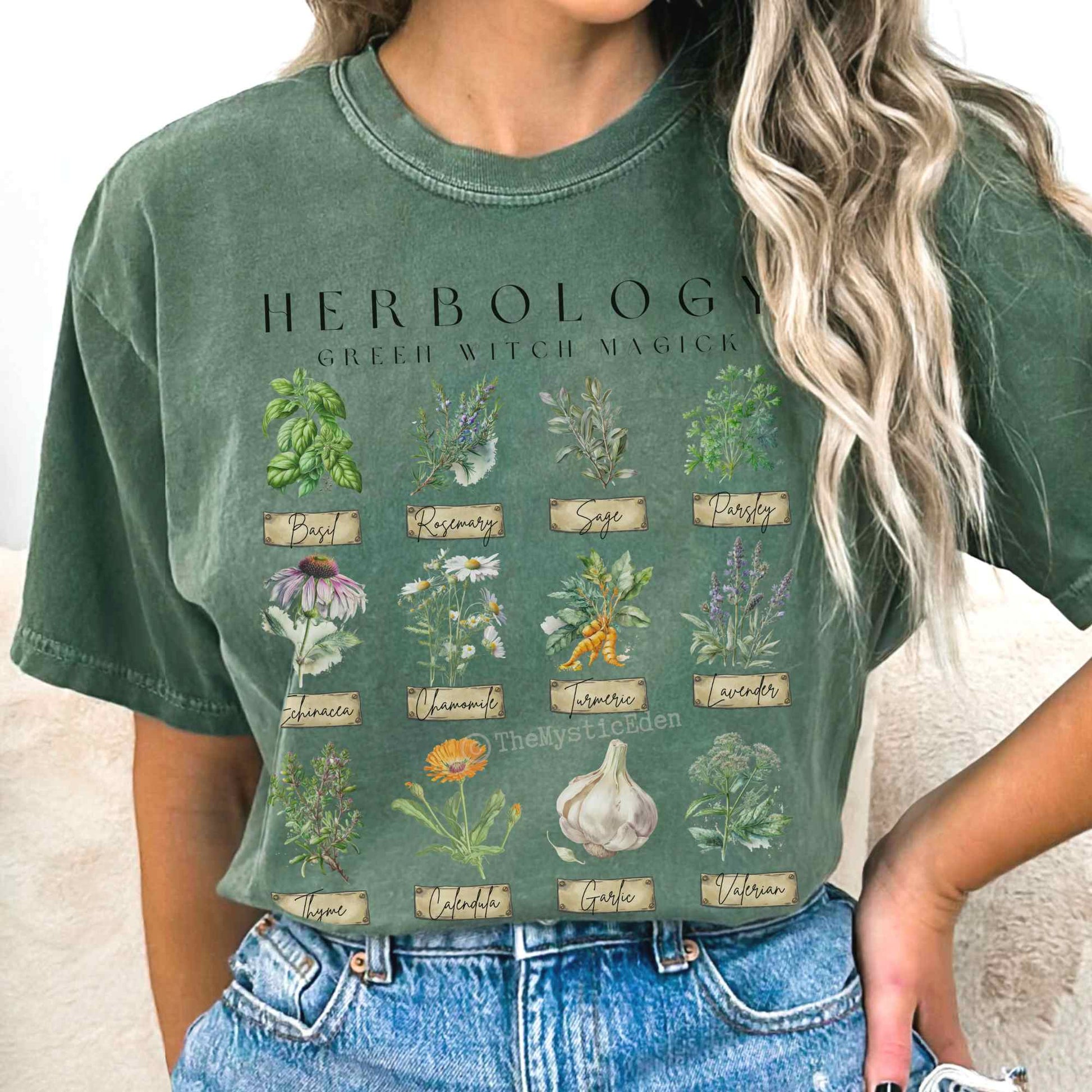 T-Shirt Green Witch Herbology Shirt The Mystic Eden