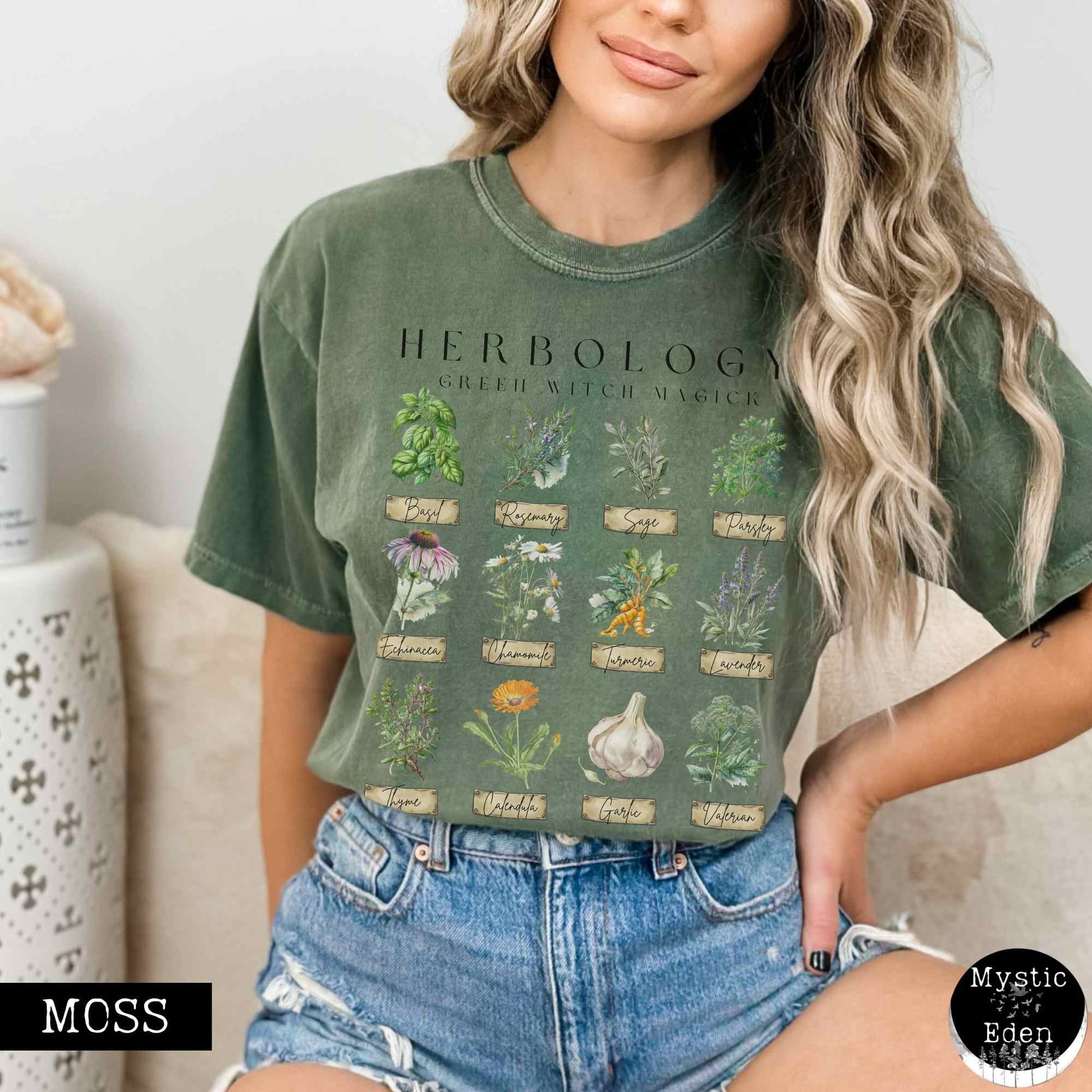 T-Shirt Green Witch Herbology Shirt The Mystic Eden