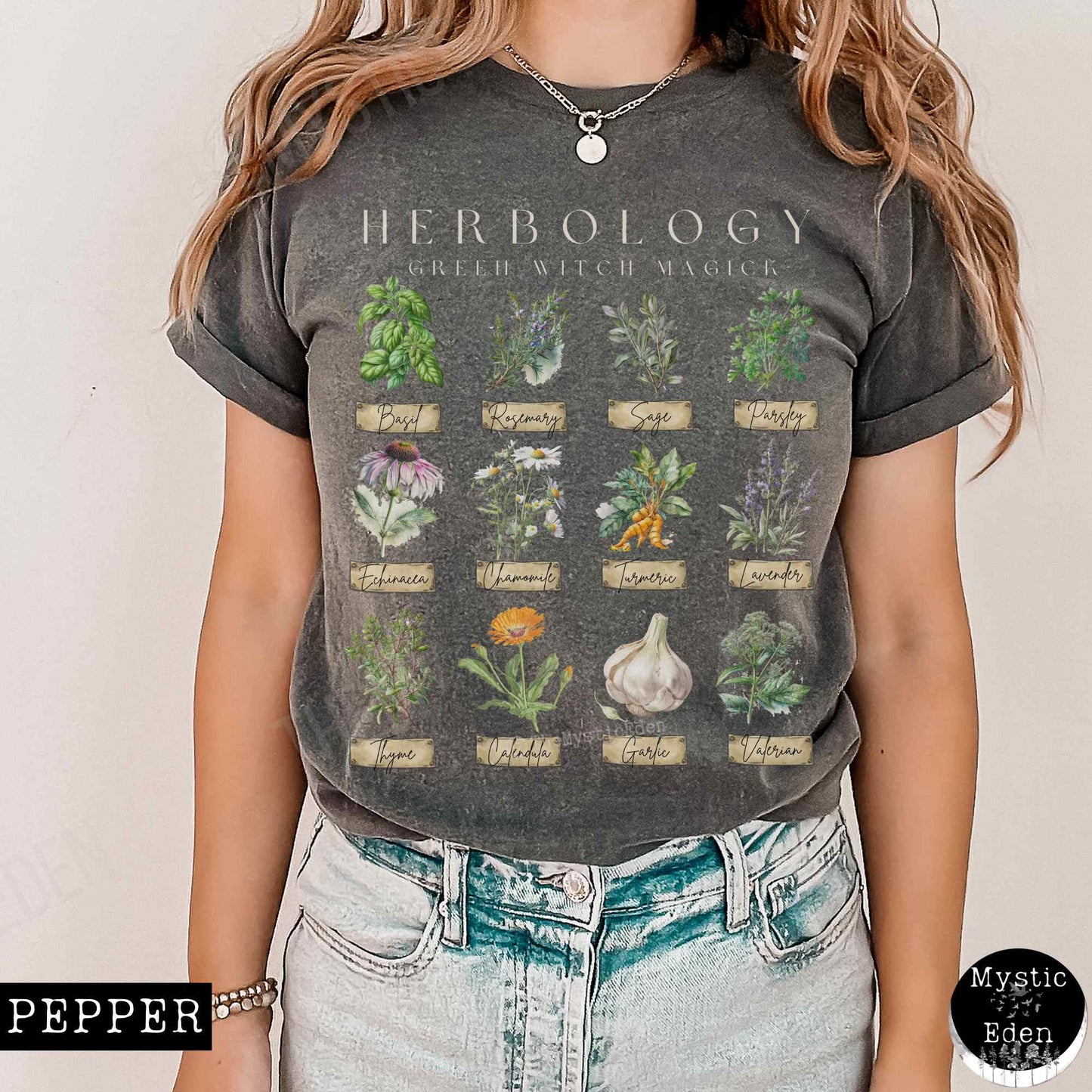T-Shirt Green Witch Herbology Shirt The Mystic Eden