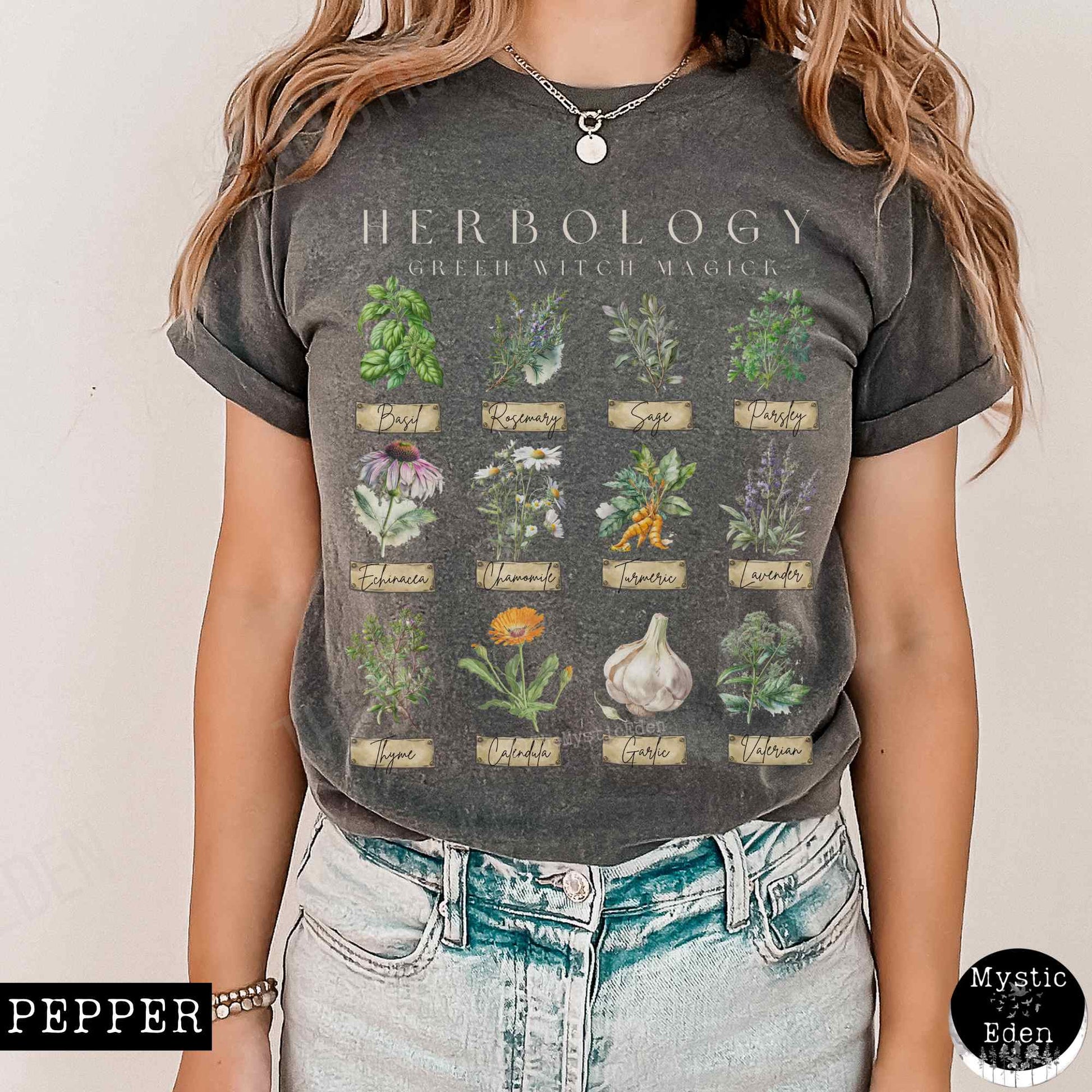 T-Shirt Green Witch Herbology Shirt The Mystic Eden