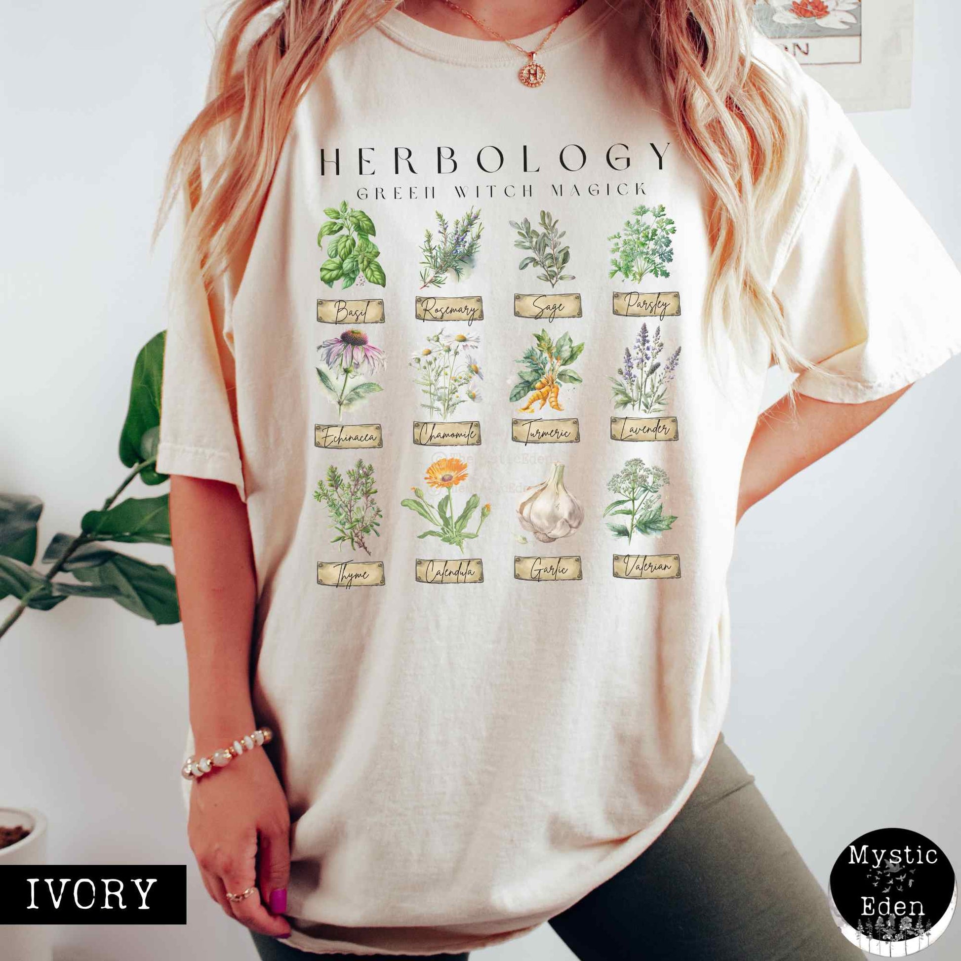 T-Shirt Green Witch Herbology Shirt The Mystic Eden