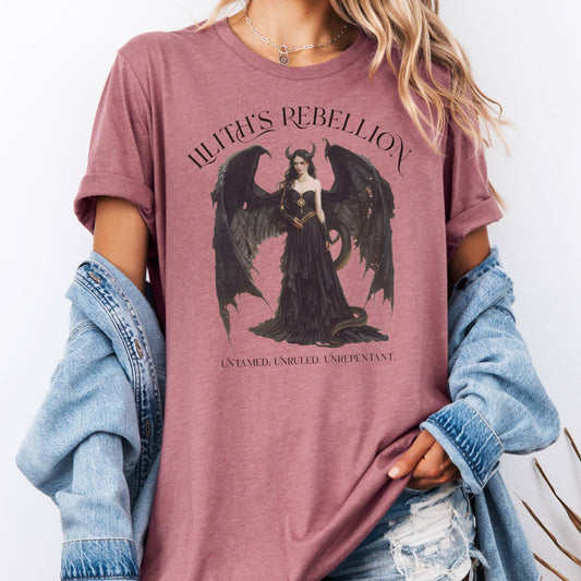 T-Shirt Heather Mauve / S Lilith's Rebellion Bella + Canvas Tee – Dark Divine Feminine Tee The Mystic Eden